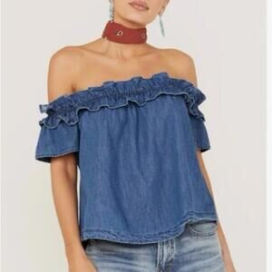 Free people off the shoulder denim top